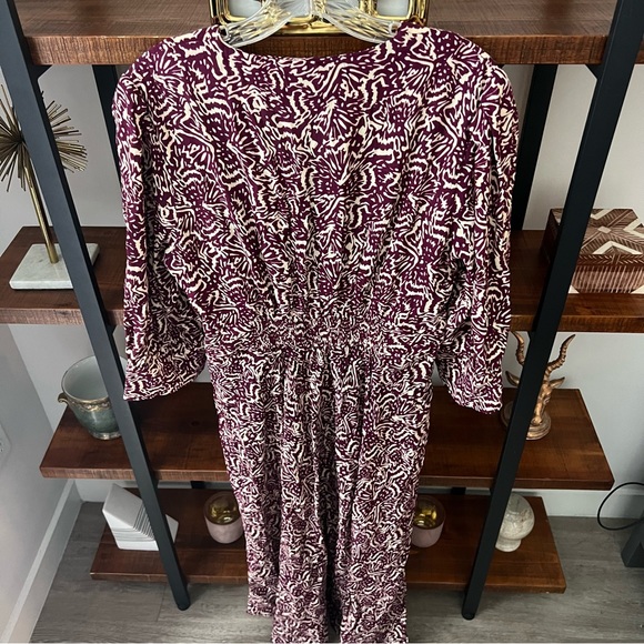 BA&SH Loa Midi dress in purple ivory print women’s size US 8 INT L - Picture 5 of 11